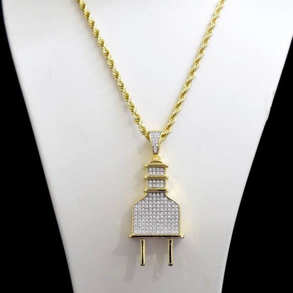 Other - 14k Gold Finish Lab Diamond PLUG Charm Chain Other - 14k Gold Finish Lab Diamond PLUG Charm Chain